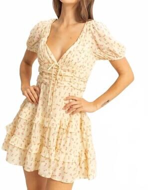 NEW HYFVE deep v-neck mini dress in yellow
